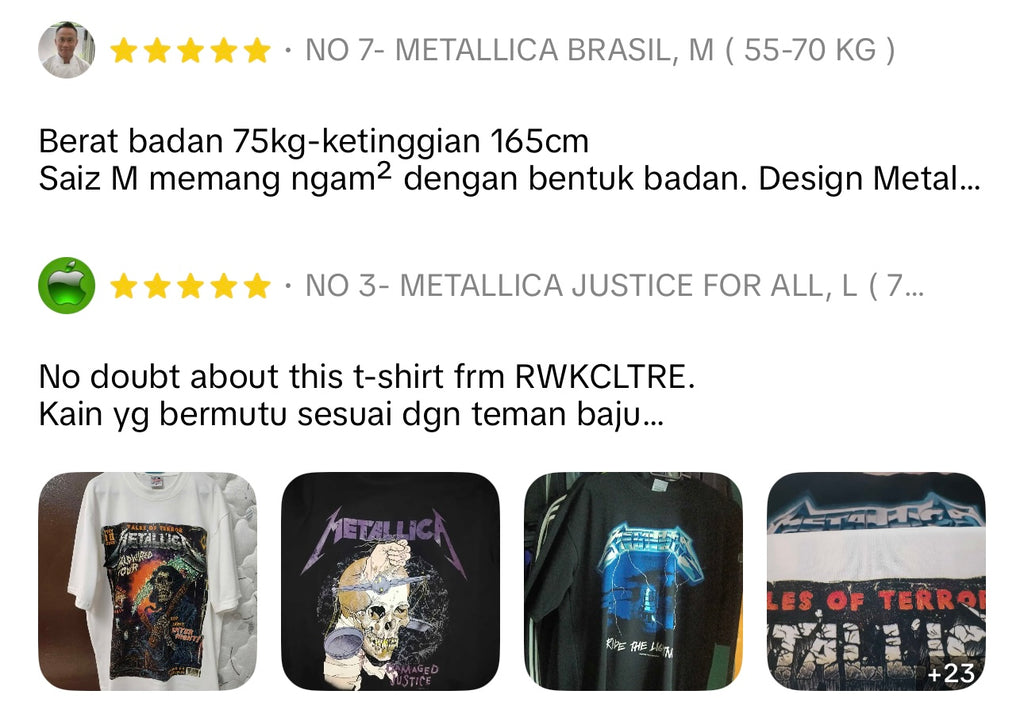 Tshirt Band Metallica Series
