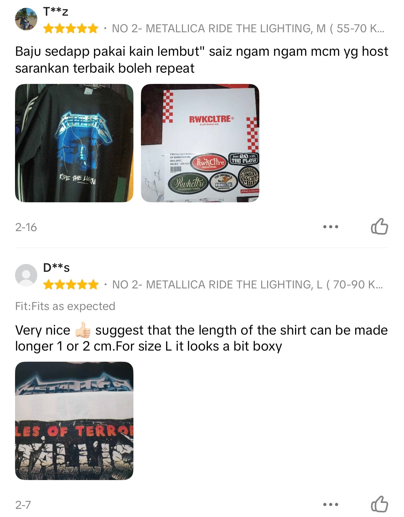 Tshirt Band Metallica Series