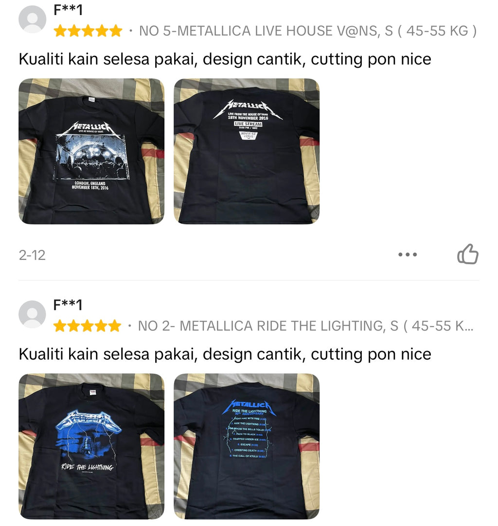 Tshirt Band Metallica Series